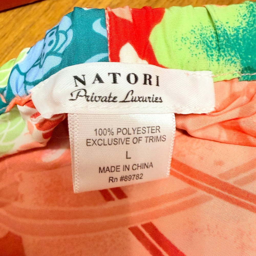 Natori Floral Pajama Pants Marrakech Garden Orange Women's Large Wide Leg - Picture 6 of 12
